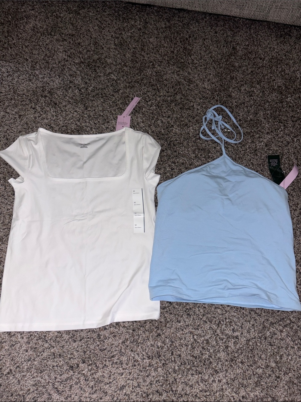 Wild Fable White Square Neck Tee & Light Blue Halter Tank Set